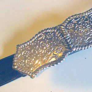 Vintage 80s Leather Belt Adjustable Silver Buckles